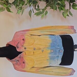 The Style Between Us Colorful Tie-Dye Denim Jacket